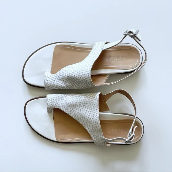 Vionic Ella White Snake-Embossed Slingback Sandals 8M Summer Comfort Vacation - Picture 1 of 4
